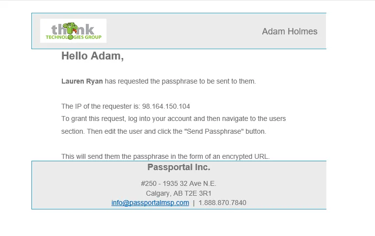 Think Vault user edit menu