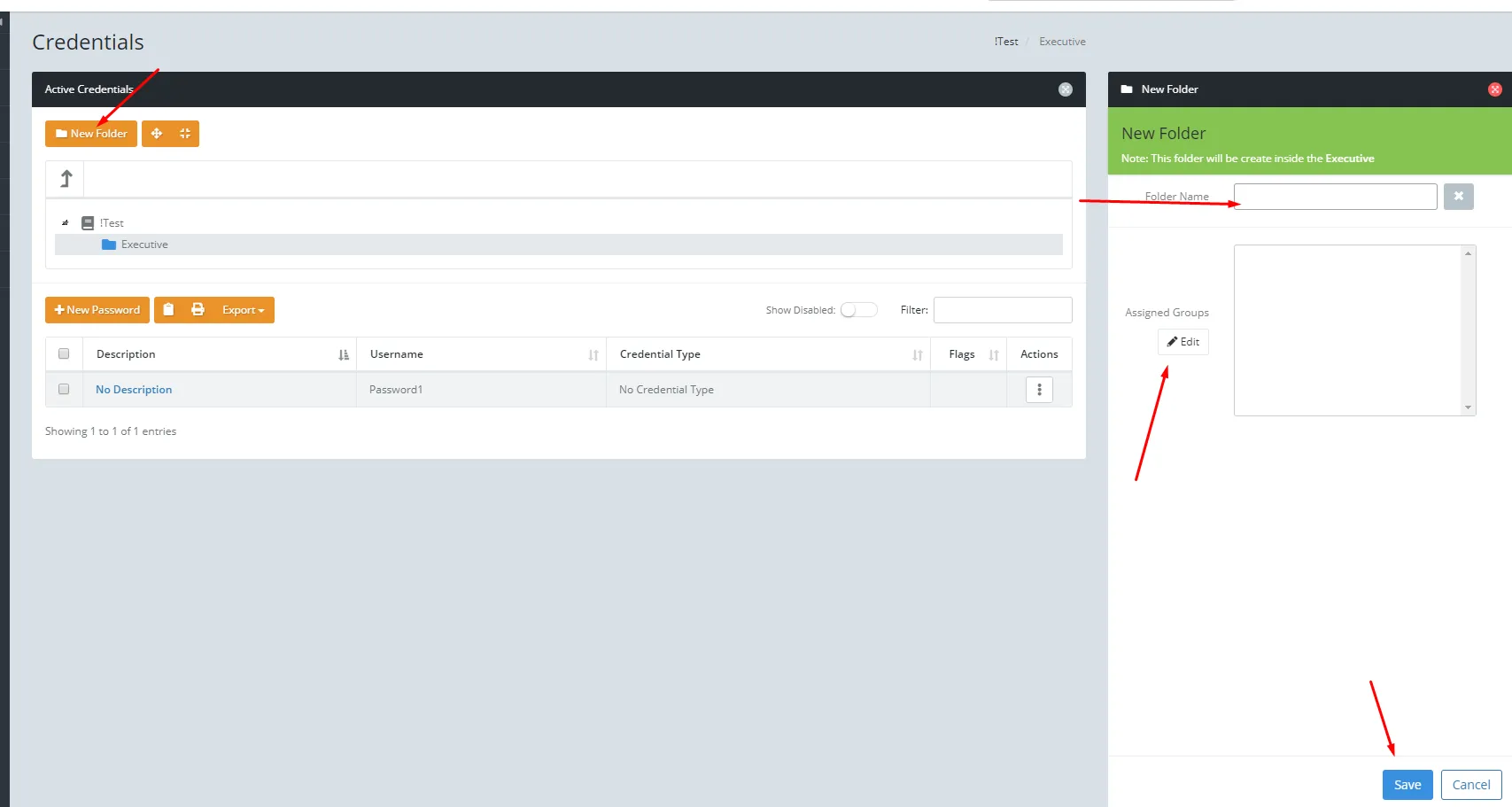 Think Vault new password form